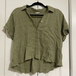 green button up shirt